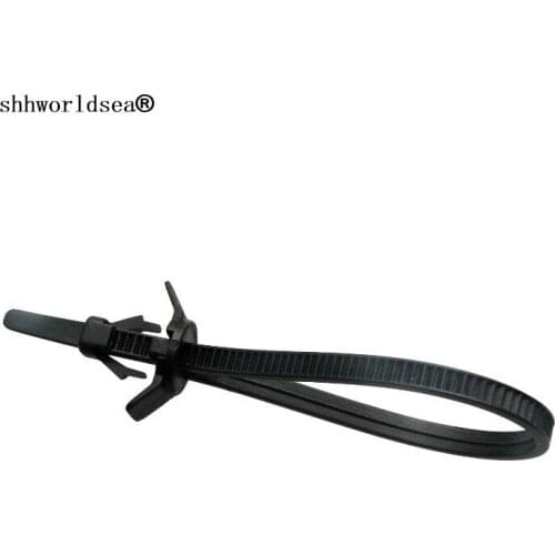 Shhworldsea 100pcs auto clip and car plastic fastener cable ties length 130mm Releasable Cable Strap