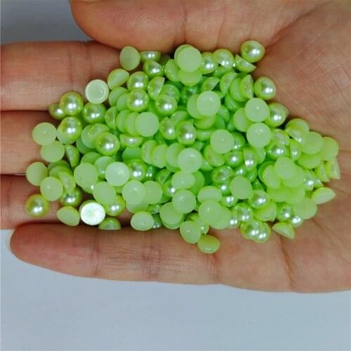 Light green Half Round Pearl Rhinestone Crystal Non Hotfix Flat Back Rhinestones Trim Accessories for Nail Art Rhinestones