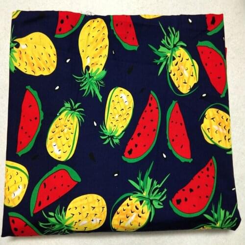 50x145cm Navy Blue Colorful Fruit Watermelon Pineapple Printed Cotton Poplin Fabric floral Fabric Patchwork Apparel Cloth Dress