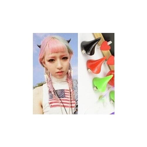 2pcs(1pair) Free Shipping Fashion Japan Harajuku Style Hair Clip Hairpin Punk Halloween Christmas Ox Horn Hairwear