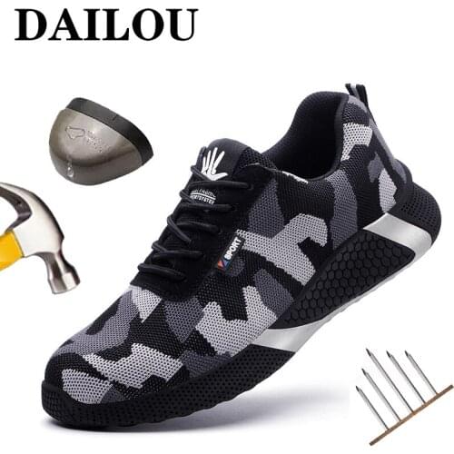 Safety Shoes Men Steel Toe Safety Boots Light Breathable Work Sneakers Male Anti-puncture Work Shoes Man Industrial Work Boots