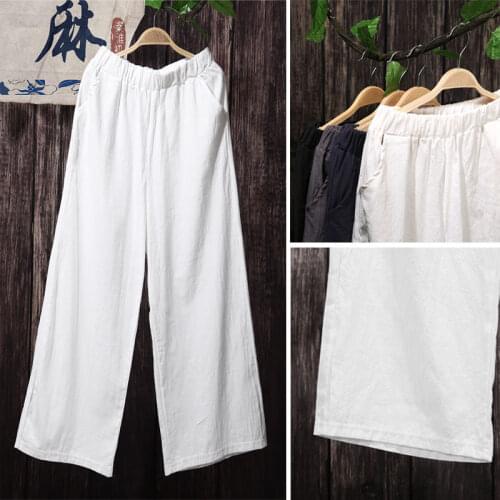 Women Pants 2021 Cotton Linen Womens Loose Womens Wear Cropped Straight-Leg Casual Cropped Pants Pantalones De Mujer