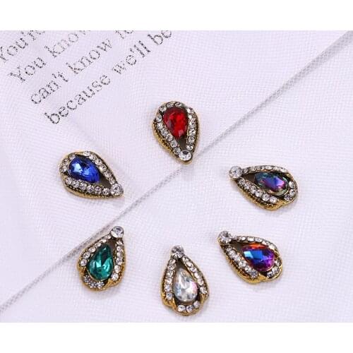 10Pcs 3d nail art decorations rhinestone Water Drop Alloy charm studs crystal diamonds Stone strass jewelry accessoires New HOT