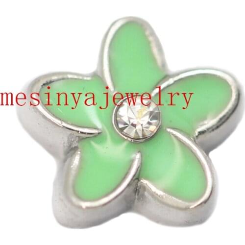 10pcs green anti-cancer flower floating charms for glass locket Min amount $15 per order mixed items, FC-202
