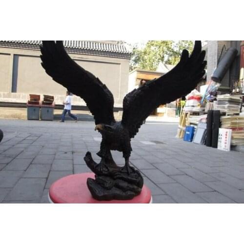 15 INCH Chinese Made Pure Bronze Copper Fly Wing Eagle lanneret hawk Statue