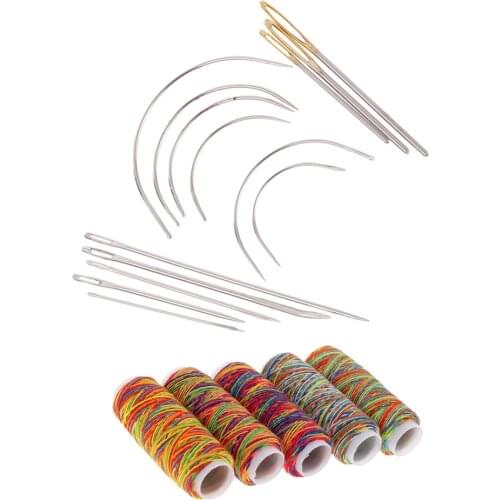19Pcs Carpet Leather Curved Canvas Sewing Needles Jeans Hard Craft Threads