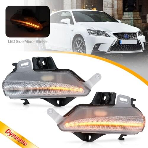2X Dynamic Side Mirror Turn Signal Lights Smoked/Clear Lens Sequential Indicator Blinker for LEXUS CT200H IS350 LS460 2013 2014