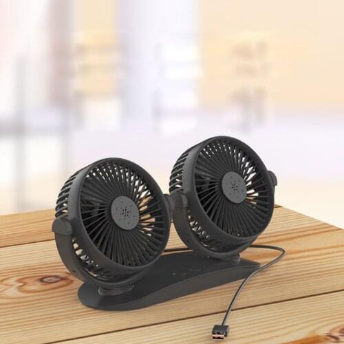 Dual Head 360 Degree USB Powered 3-Speed Adjustable Car Dashboard Cooling Air USB Fan for SUV Vehicles Home Office