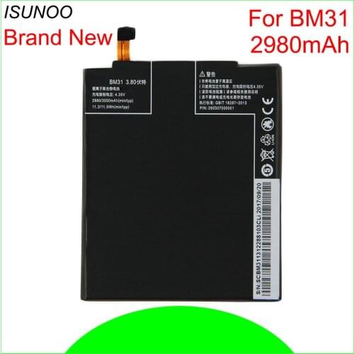 5pcs/lot Phone Battery BM31 For Xiaomi Mi3 Mi 3 Mobile Phone Replacement Lithium Polymer Batteries
