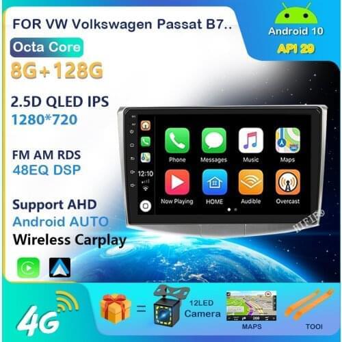 Car Radio Multimedia Player Carplay For VW Volkswagen Passat B7 B6/Magotan 2Din Android 10 Autoradio GPS Navigation DVR Camera