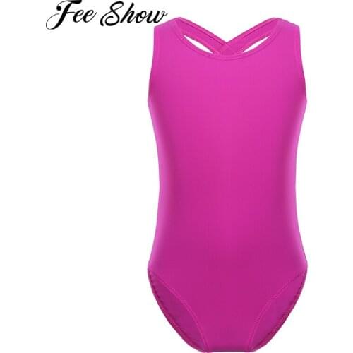 Sleeveless Ballet Leotards for Girls Kids Workout Fitness Outfits Practice Dance Leotard Lace Back Gymnastics Jumpsuit Dancewear