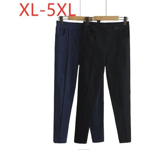 New 2020 ladies autumn winter plus size long pencil pants for women large slim casual pocket elastic black trousers 3XL 4XL 5XL