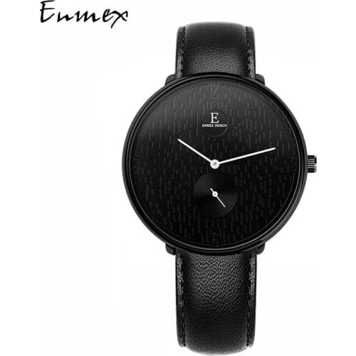 2020Enmex creative Style wristwatch leather Independent second hand casual Genuine leather fashion Stylish clock quartz watch