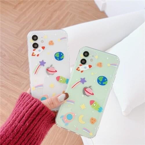 Pattern Phone Case For iphone 12 11Pro Max MINI X XR XS 7 8Plus SE 2020 Clear Colorful Universe Planet Sky Star Cover