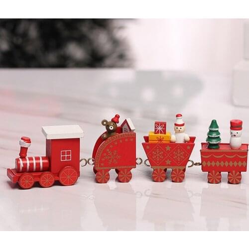 Wooden Christmas Train Ornament Christmas Decoration For Home Santa Claus Gift Toys Crafts Table Deco Xmas 2021 New Year