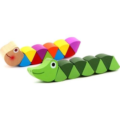 DHL 200pcs Educational Wooden Toys for Children Early Learning Exercise Baby Fingers Flexible Kids Wood Twist Insects Game
