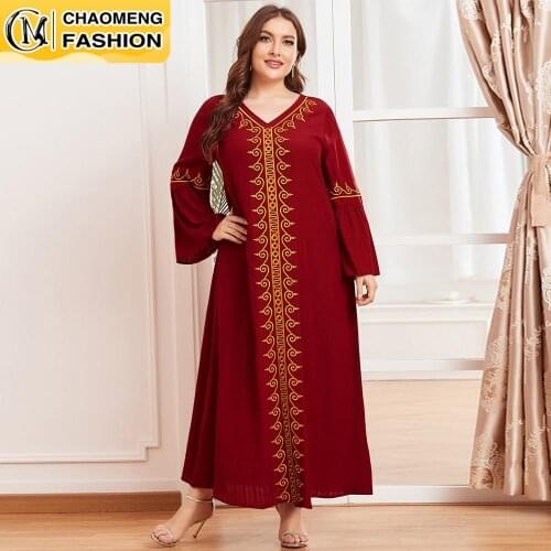 Dubai Abaya Embroidered Fashion Plus Size Hijab Dress Turkey Kaftan Islam Clothing Muslim For Women Vestidos Arabic Maxi Robe