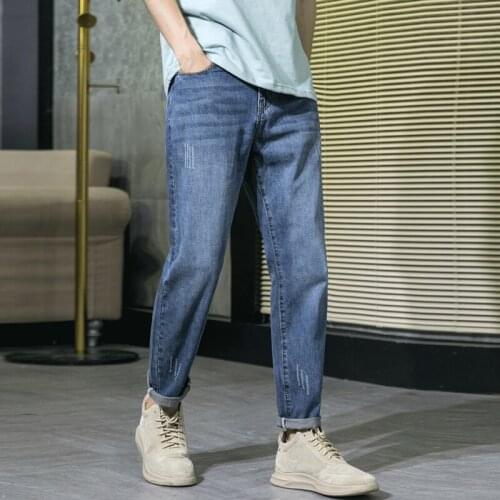 2021 Men Spring Autumn Retro Streetwear Casual Jeans Pants Men Fashion Loose Straight Pants Male Denim Trousers Oversize W529