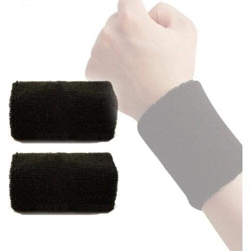A pair Cotton Sweat band Wrist for Unisex Indoor Sports Wrist Support Tennis Yoga Sweat Wrist Band Strap Basketball Fitness