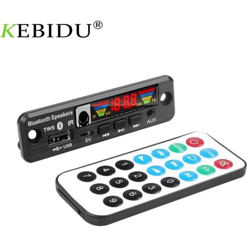 KEBIDU TWS Bluetooth 5.0 Handsfree Car Kit APE/MP3 Decoding Decoder Board 5V Wireless FM Radio TF USB 3.5mm AUX Audio MP3 Player