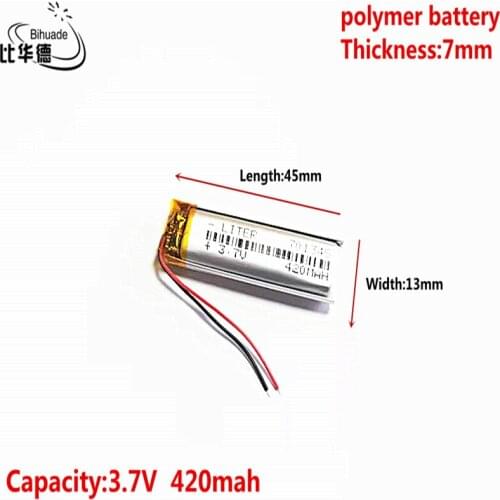 10pcs 3.7V 420MAH 701345 Lithium Polymer LiPo Rechargeable Battery For Mp3 headphone PAD DVD bluetooth camera