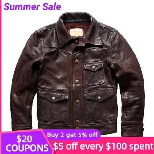 2021 Dark Brown Japan Casual Style Genuine Leather Jacket Men Plus Size 3XL Real Natural Sheepskin Spring Slim Fit Short Coat