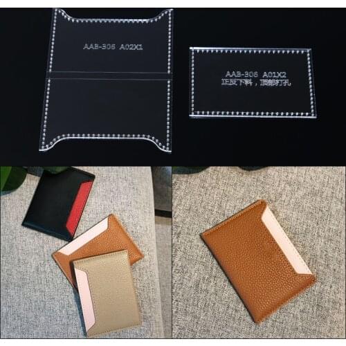 1 Set DIY Home Sewing Creative Card Bag Template Clear Acrylic Durable Leather Pattern Sewing Pattern 10.3*7.3*1cm