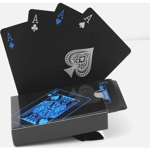 Quality Waterproof PVC Plastic Playing Cards Set Trend 54pcs Deck Poker Classic Magic Tricks Tool Pure Black Magic Box-packed