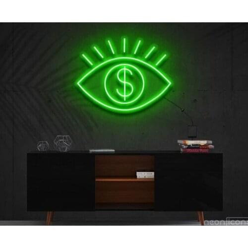 Neon Sign 10kv All Eye See Is Money Neon Sign Beer Bar Pub Iconic Sign Aesthetic Room Decor Neon Wall Light Lamp Wall Neon Lamp