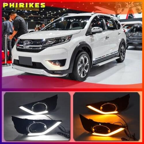 LED Daytime Running Light For Honda BR-V BRV 2015 - 2018 2019 Waterproof 12V Yellow Turn Signal Indicator Light Bumper LED DRL