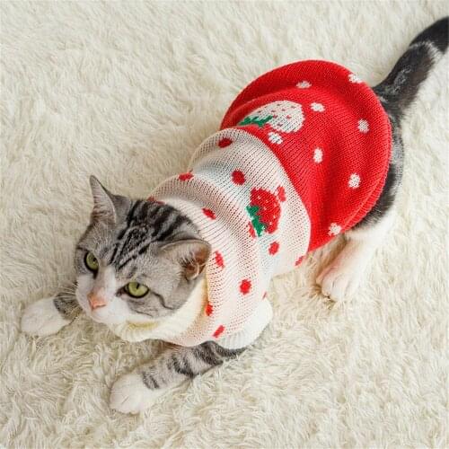 Cat Warm Pullover Sweater Pet Small Dogs Christmas Fashion Sweatshirt For New Year Turtleneck Knitted Costume Suits Clothes