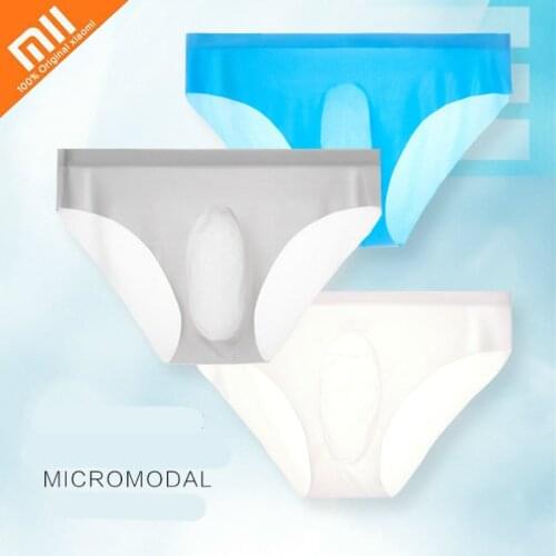 Xiaomi 3pcs 3D Sexy Mens Underwear Ice Silk Men Briefs Sexy Shorts Calzoncillos Hombre Transparent U Convex Ultra-thin Panties
