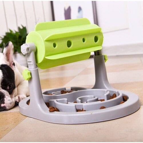 Cat And Dog Bowl Toy Roller Type Feed And Bowls Storage Food Leaker Slow Eater Adjustable Pet Tableware Supplies Dog Accessories