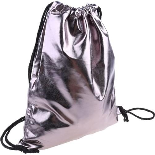 Y166 Waterproof Drawstring Backpack Bag PU Leather Women Sport Gym Bags