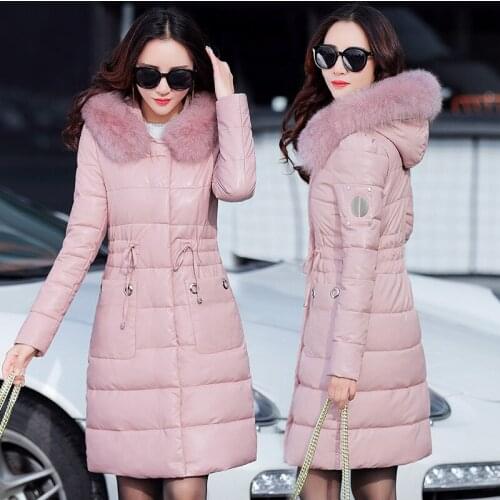 Womens leather jacket winter fox leather jacket Pink Leather Jacket Womens overcoat winter womens overcoat