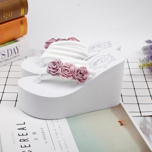 2021 New Summer Beach Women slippers Boot Wedges Platform sandals Thick Sole Flower Flip Flops Footwear LadiesShoes