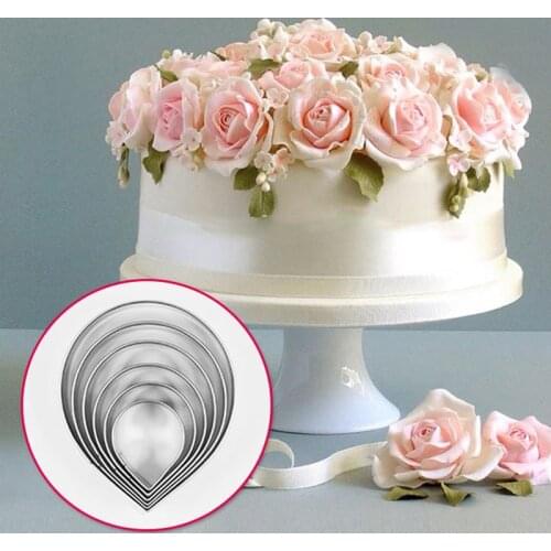 6Pcs/Set Dropshipping Cake Decorating Fondant Sugarcraft Cutters Forms Tools Rose Petal Mold Mould DIY Kitchen Baking Supplies