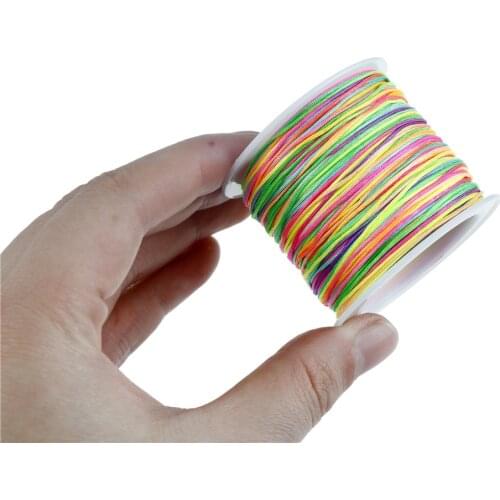 1 Roll/lot 45M DIY Bracelet Necklace Waxed Thread Jewelry Rope Chinese Knot Line Rainbow Tassel Cords