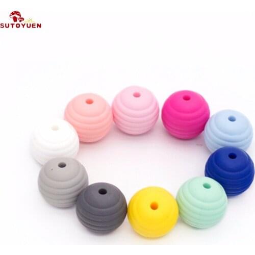 10pcs 15mm BPA Free Thread Spiral Beads Silicone Chewable DIY Beads Baby Teether Pacifier Teething Necklace Making Accessories