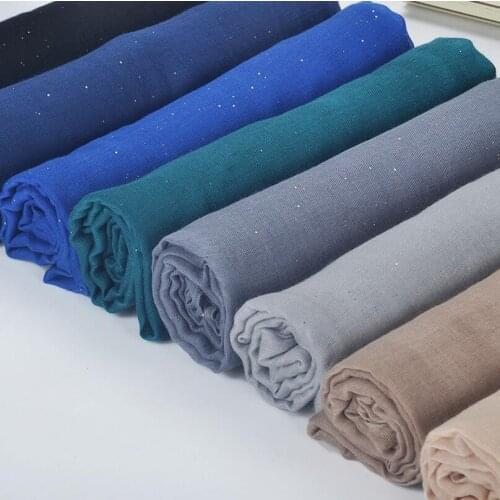 10 Pcs Plain Hijabs For Women Viscose Solid Shawl Glitter Gold Scarf Muslim Head Wrap Elegant Scarves 20 Colors Plus Size