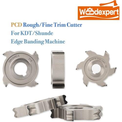 2PCS PCD Rough Trimming Cutter Diamond Fine Trim Knife 4T 6T Edge Banding Knife For KDT Shunde Edge Banding Machine Accessories