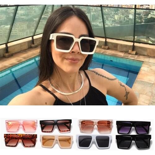 2021 Fashion Oversized Sunglasses Women Men Square Dropshipping Sunglasses Men Vintage Shield Steampunk Glasses Female UV400