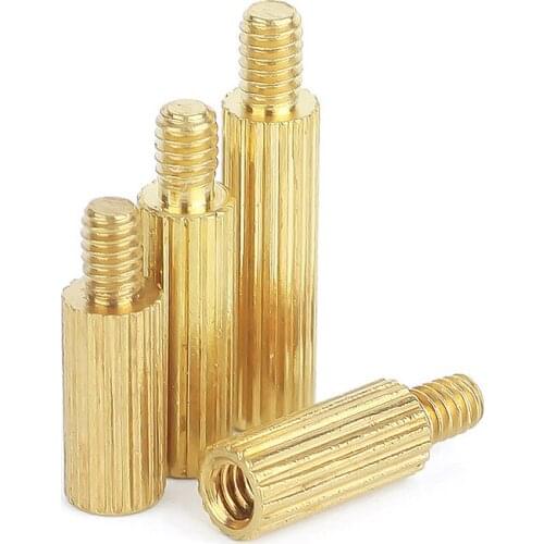 30pcs M2 single head male and female brass column security circular isolation knurled full thread column external tooth