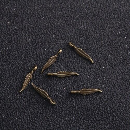60PCS 2x16mm Vintage Metal Zinc Alloy mini Feather Charms Fit Jewelry Animal Pendant Leaves Charms Makings