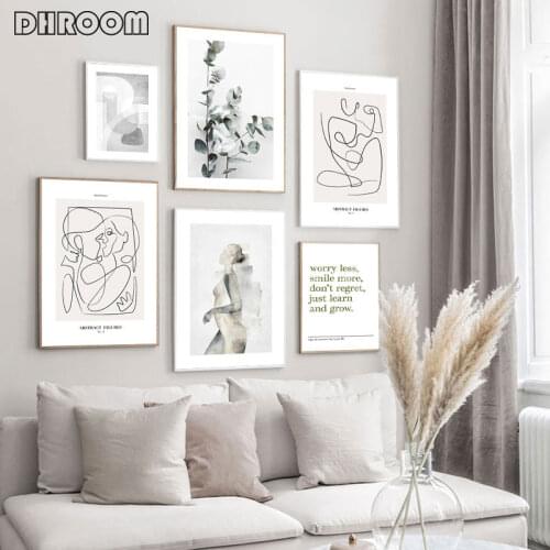 Abstract Line Canvas Poster Black White Wall Art Motivational Painting Wall Art Woman Body Picture Modern for Living Room Decor