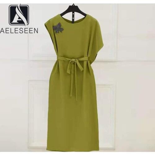 Зеленые летние платья AELESEEN China At AliExpress