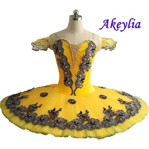 Velvet lemon yellow Professional Ballet Tutu Women Clsssical Tutu Pancake Costume blue Bird Variation Girl black swan lake Child