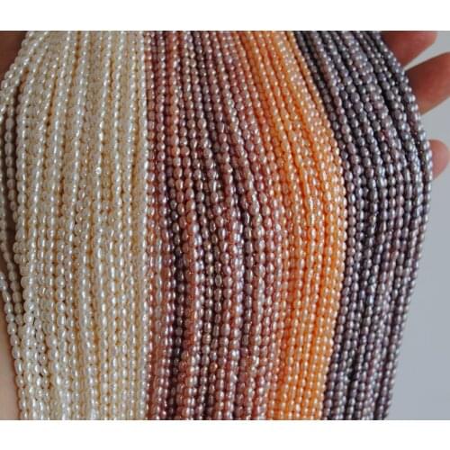 AA loose beads white/pink/purpl rice 3-4mm 15" for DIY jewelry making FPPJ wholesale beads nature gem stone