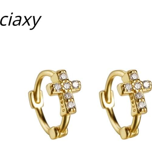 CIAXY 925 Sterling Silver Zircon Cross Earrings for Women 2021 Fashion Korean Earrings Ear Buckles Lady Jewelry Mujer Moda