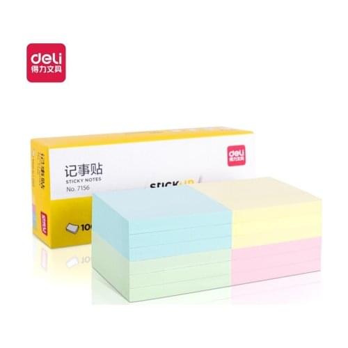 Deli 7156 Color Sticky Note Paper 76 * 76mm Memo Message Paper / Notepad / N Times Paste 12 Package / Box